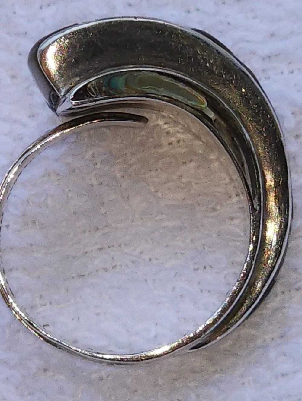 Sterling Silver Abalone Inlay Ring - Blue Green Shell,Adjustable